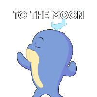 a cartoon of a whale with the words " to the moon " above it