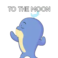 a cartoon of a whale with the words " to the moon " above it
