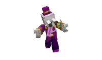 a pixel art of a skeleton wearing a top hat and scarf