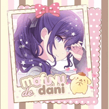 a picture of a girl with the name mafuyu de dani written on it