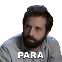 a man with a beard has the word para written on his chest