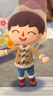animal crossing happy pocket camp excited flowers