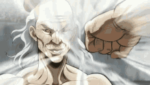 a cartoon drawing of a man with a fist in his face
