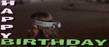 a picture of a man with his arms outstretched and the words happy birthday behind him
