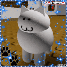 a picture of a cat with the words " i love cats " on it