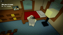 a screenshot of a video game with the objectives go to sleep