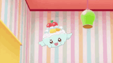 a cartoon character is standing in front of a cafe