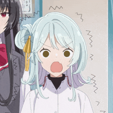 a girl with a surprised expression on her face