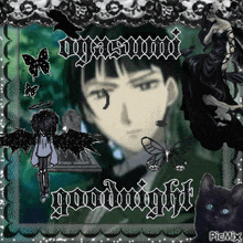 a picture of a man with wings and the words " good night "