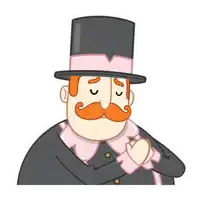 a cartoon man with a top hat and a mustache making a heart shape with his hands