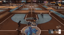 a basketball game is being played with a score of 16 to 14