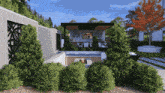 an artist 's impression of a backyard with a swimming pool and a kitchen