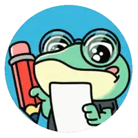 a frog with glasses holds a pencil and a piece of paper