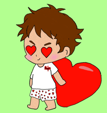 a boy with hearts in his eyes wears a shirt that says hope