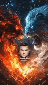 a poster for captain wae harmony family shows a man between two lions