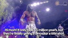 luchasaurus hi mom 65million years dinosaur gets title shot aew