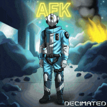 a drawing of an astronaut with the word afk written above him