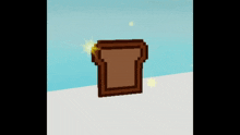a pixel art of a slice of bread with a blue sky in the background