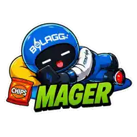 a sticker of a cartoon character with the name mager