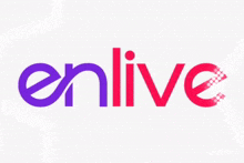 a pink and purple logo for enlive with a white background