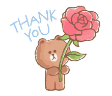 rose for you thank you bear thanks kawaii love