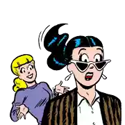 a cartoon drawing of a woman wearing sunglasses and earrings