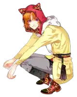 a drawing of a person wearing a cat hood