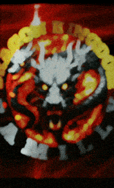 a painting of a dragon with a circle of flames around it that says ' samurai ' on it