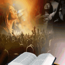 a bible is open to a page that says ' jesus ' on it