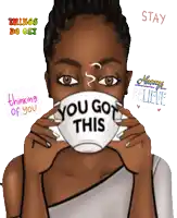 a woman holding a cup that says " you got this "