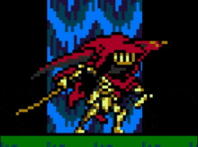 a pixel art of a knight with a red cape and the number 1000