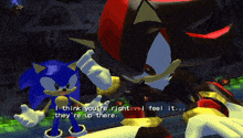 sonic the hedgehog and shadow the hedgehog are standing next to each other in a video game