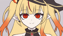 a drawing of a girl with red eyes