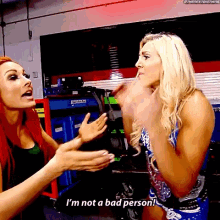 Becky Lynch Charlotte Flair GIF - Becky Lynch Charlotte Flair Im Not A Bad Person GIFs