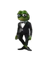 a green frog is wearing a tuxedo and glasses