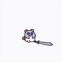 a cartoon of a hamster holding a sword