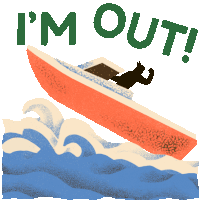 Bird On A Motorboat Says "I'M Out" In English. Sticker - Le Loon Boating Im Out Stickers