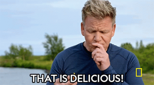 GIF of Gordon Ramsay saying "That is delicious!"