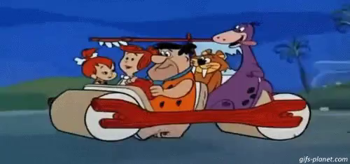 flintstones driving car