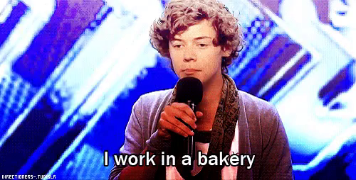 harry styles working in a bakery