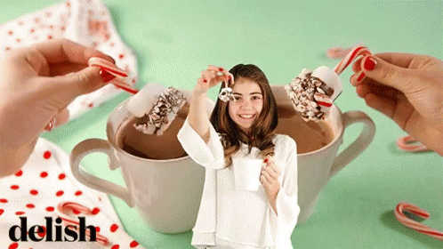 Candy Cane Marshmallow Dippers Chocolate Drink GIF