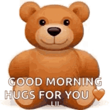 Good Morning Hugs For You Teddy Bear GIF - GoodMorningHugsForYou