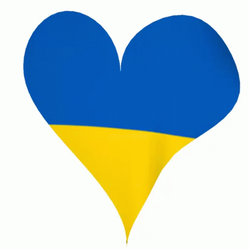 Gif of flapping heart in Ukrainian Flag colors