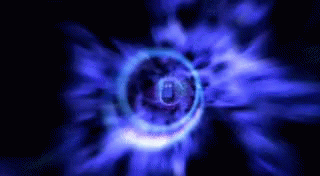 The Doctor's TARDIS, a blue police telephone box, spins in space surrounded by a time vortex.