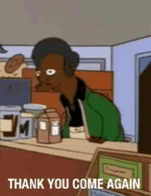 Image result for apu thank you come again gif