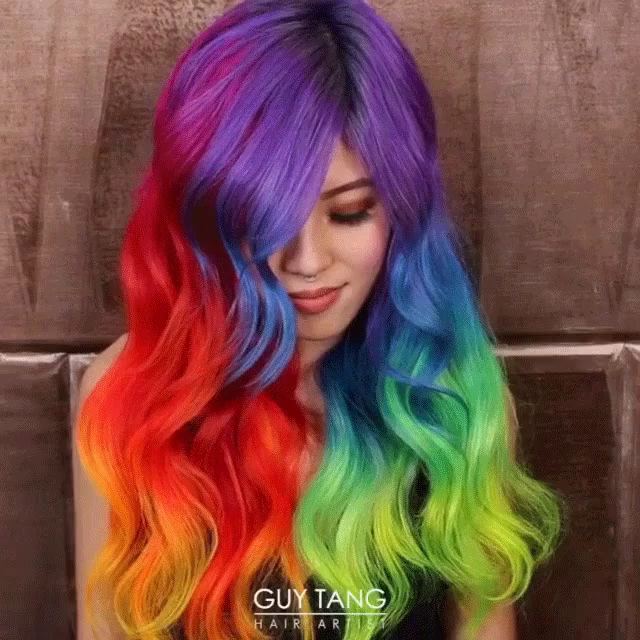 Rainbow Hair GIF - Colored Hair Rainbow Hair Colorful Hairl - Discover &  Share GIFs