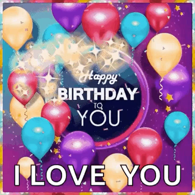 I Love You Balloons Romantic Happy Birthday Card For Him Birthday Greeting Cards By Davia