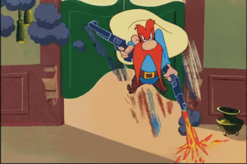 Yosemite Sam shooting all over the place