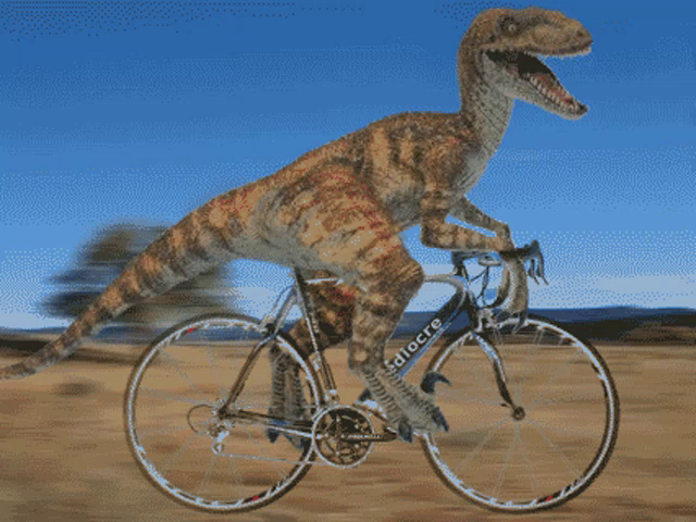 dinosaur riding a bike
