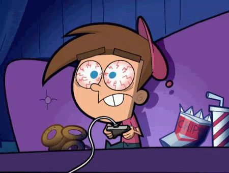 cartoon kid playing video games